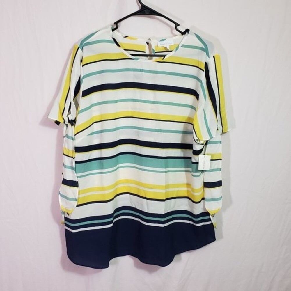 Charter Club Cloud Combo Tie Sleeve Top (AJ)